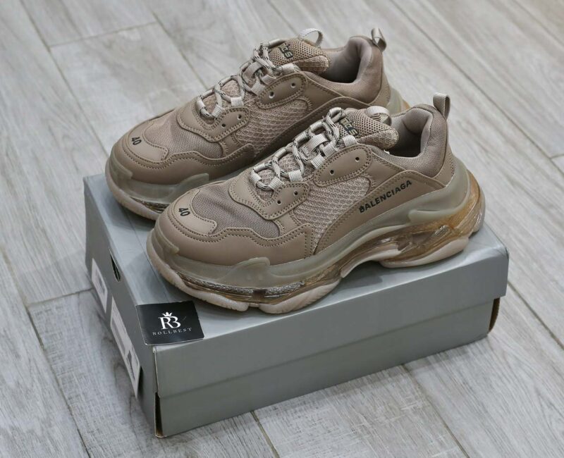 Giày Balenciaga Triple S Clear Sole Sneaker in Brown Like Auth