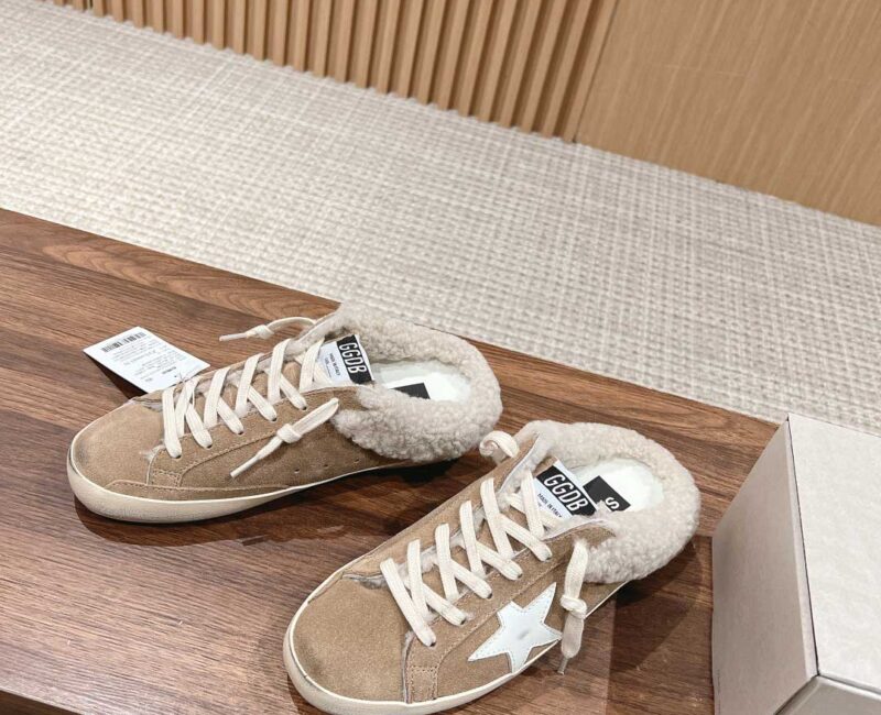 Giày Golden Goose 20mm Super-Star Suede & Shearling Mules Best Quality