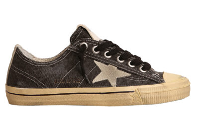 Giày Golden Goose V-Star LTD In Black Canvas With Ice-gray Star And Heel Best Quality