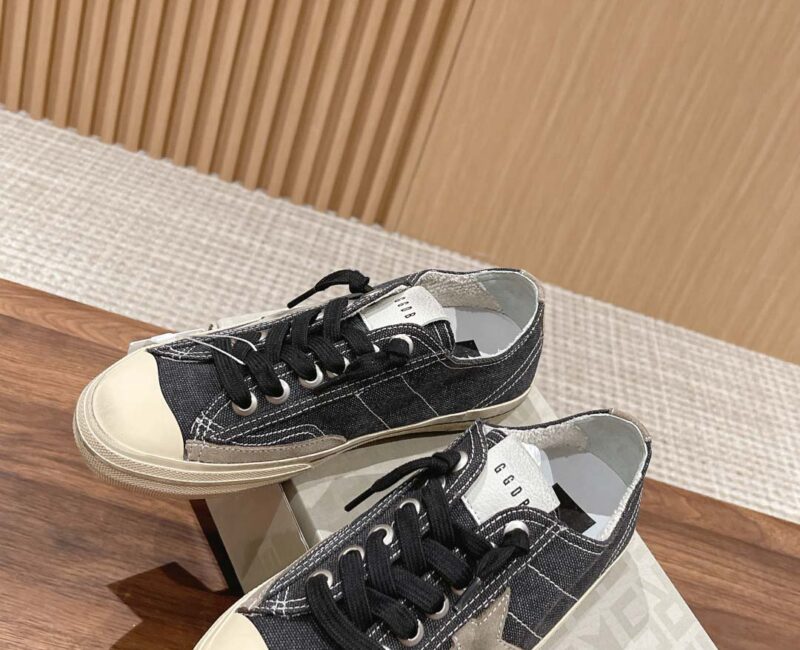 Giày Golden Goose V-Star LTD In Black Canvas With Ice-gray Star And Heel Best Quality