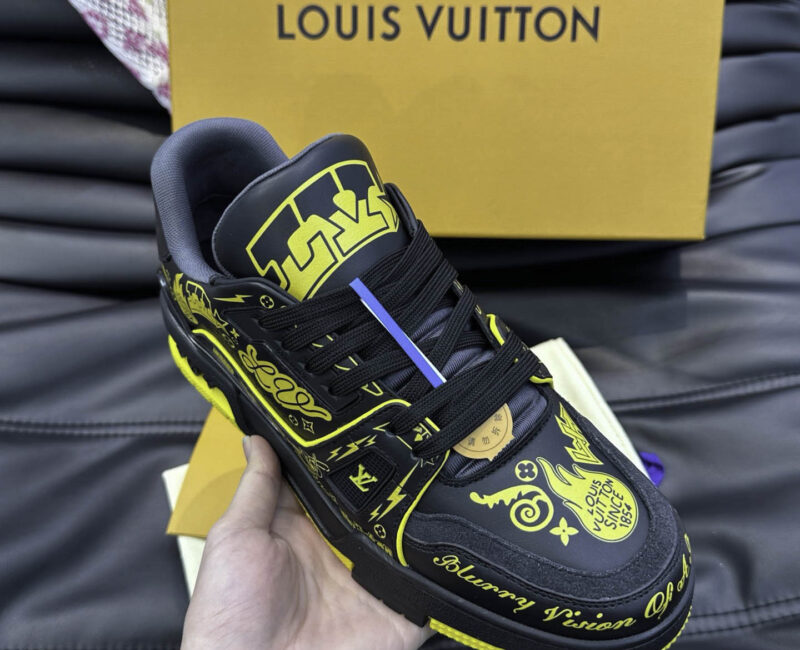 Giày Louis Vuitton LV Trainer #54 Printed Black Best Quality