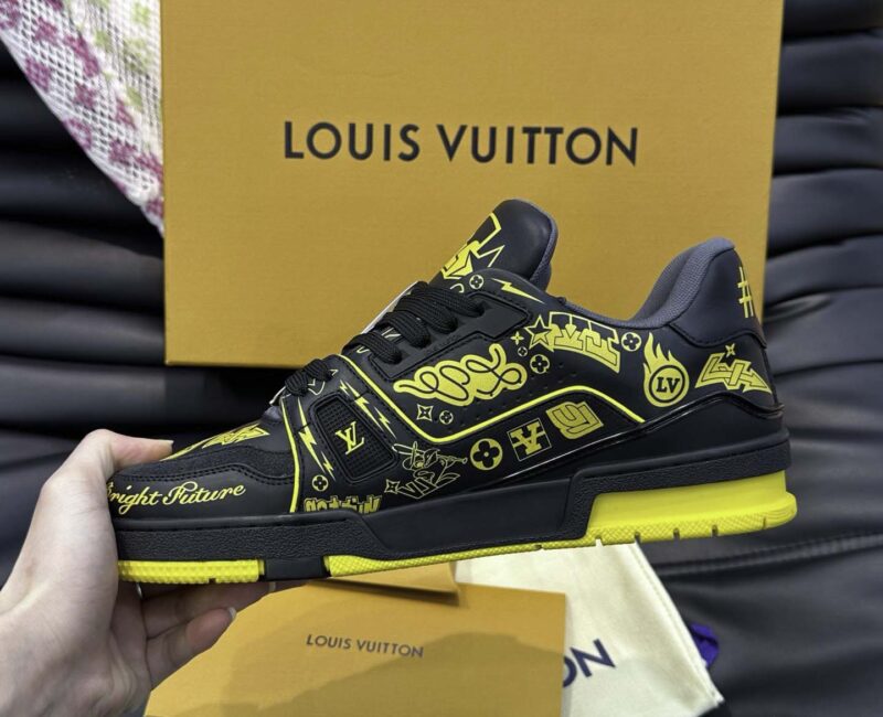 Giày Louis Vuitton LV Trainer #54 Printed Black Best Quality