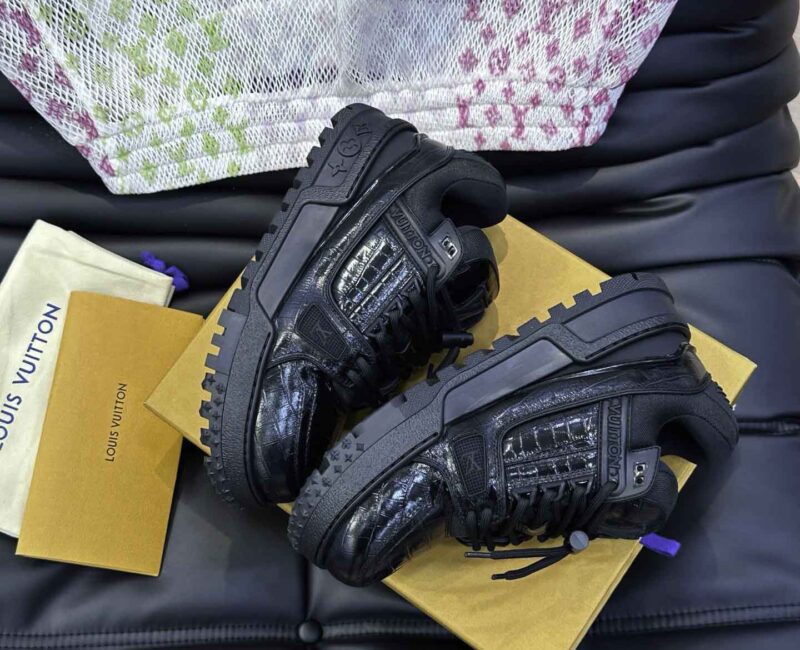 Giày Louis Vuitton LV Trainer Alligator Crocodile Black Best Quality