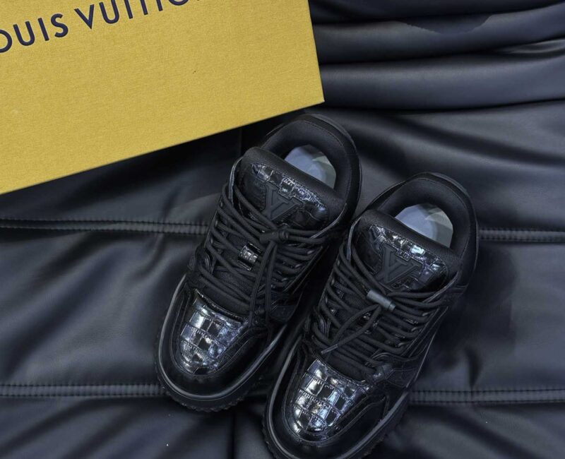 Giày Louis Vuitton LV Trainer Alligator Crocodile Black Best Quality