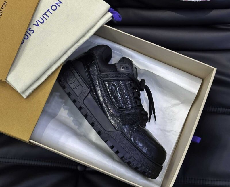 Giày Louis Vuitton LV Trainer Alligator Crocodile Black Best Quality