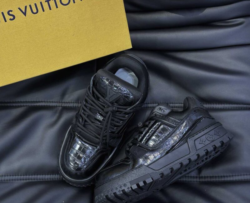 Giày Louis Vuitton LV Trainer Alligator Crocodile Black Best Quality