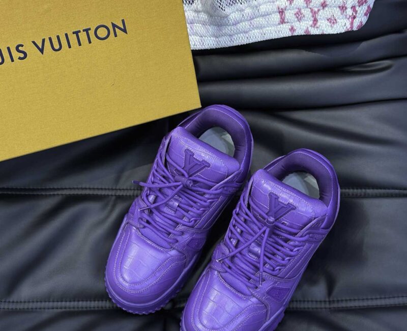 Giày Louis Vuitton LV Trainer Alligator Crocodile Purple Best Quality