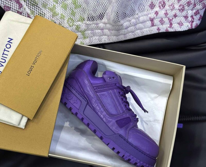 Giày Louis Vuitton LV Trainer Alligator Crocodile Purple Best Quality