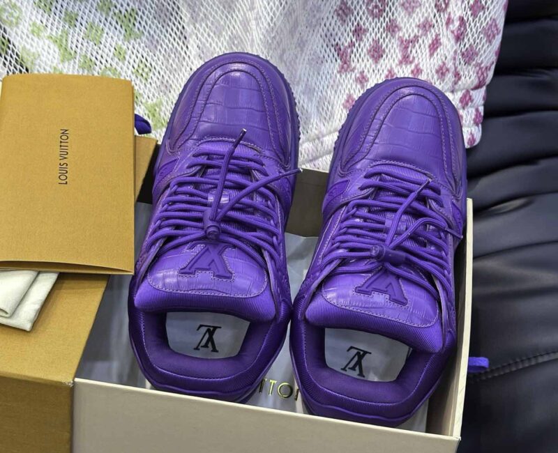 Giày Louis Vuitton LV Trainer Alligator Crocodile Purple Best Quality