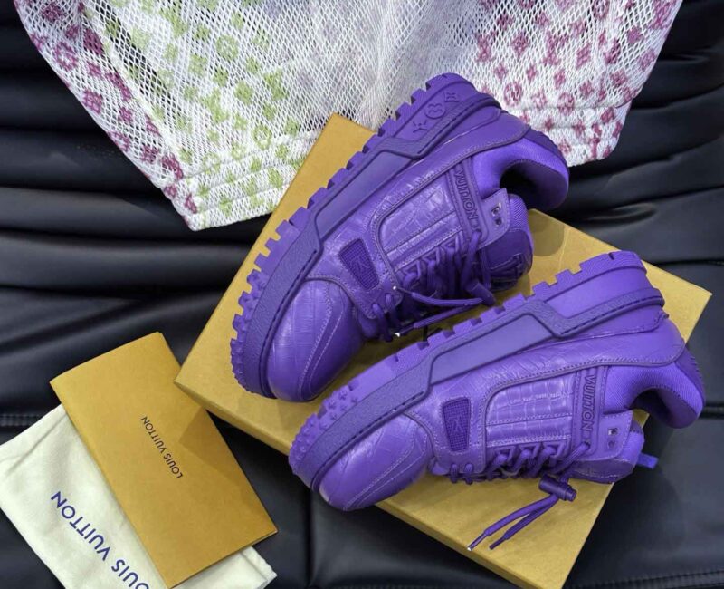 Giày Louis Vuitton LV Trainer Alligator Crocodile Purple Best Quality