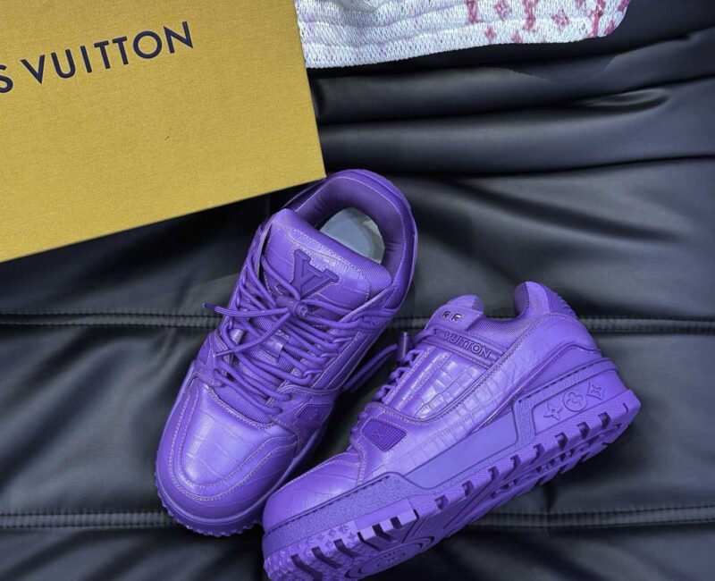 Giày Louis Vuitton LV Trainer Alligator Crocodile Purple Best Quality