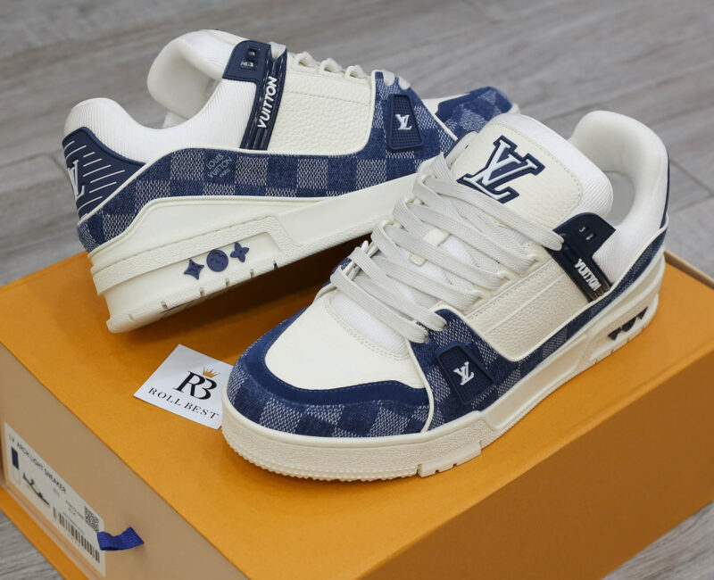 Giày Louis Vuitton LV Trainer Damier Denim Blue Best Quality