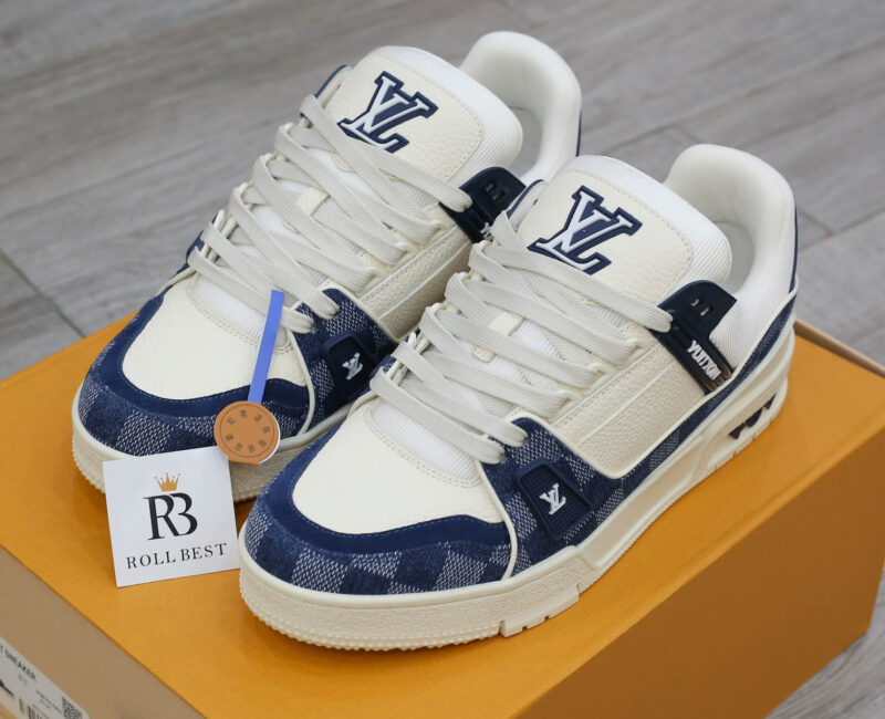 Giày Louis Vuitton LV Trainer Damier Denim Blue Best Quality