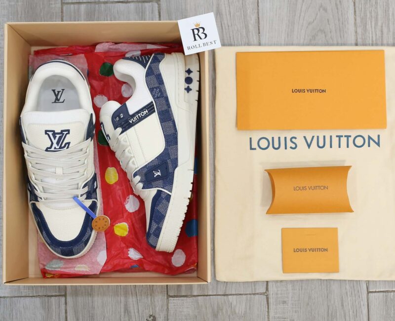 Giày Louis Vuitton LV Trainer Damier Denim Blue Best Quality