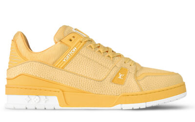 Giày Louis Vuitton LV Trainer Grained Calf Leather Yellow Best Quality