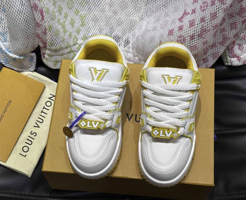 Giày Louis Vuitton LV Trainer Maxi Calf Leather Yellow Best Quality