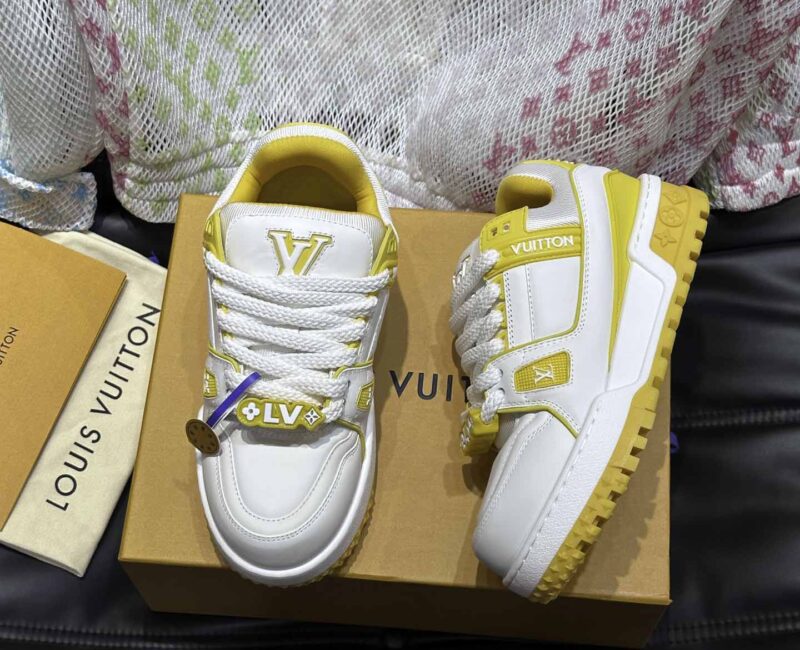 Giày Louis Vuitton LV Trainer Maxi Calf Leather Yellow Best Quality