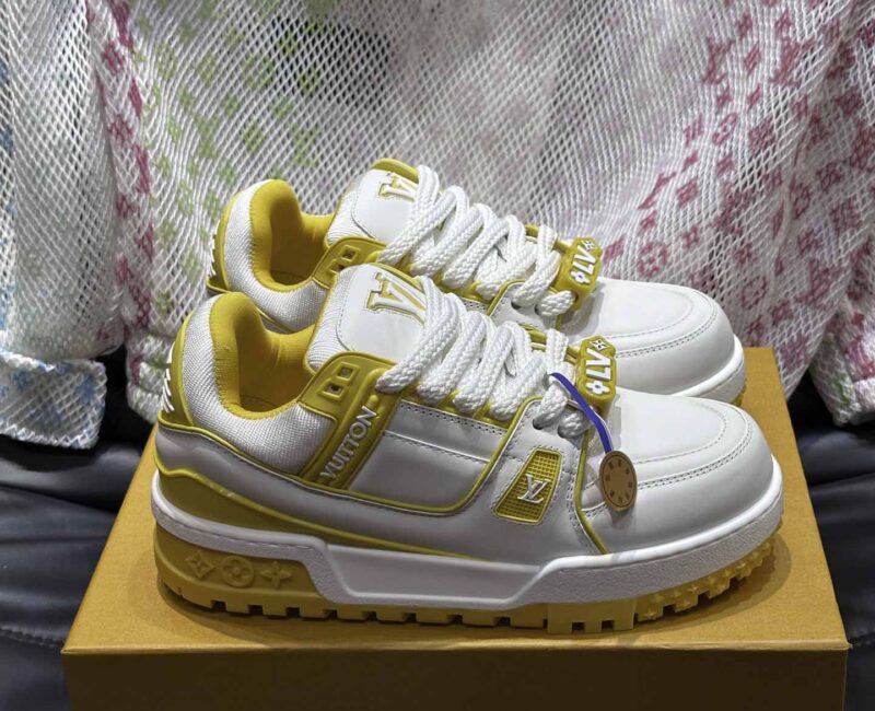 Giày Louis Vuitton LV Trainer Maxi Calf Leather Yellow Best Quality