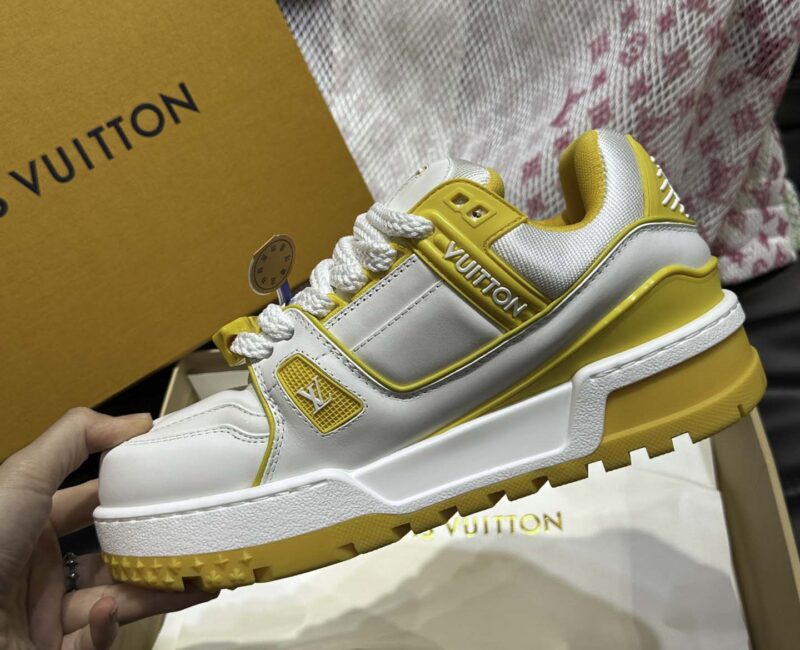 Giày Louis Vuitton LV Trainer Maxi Calf Leather Yellow Best Quality