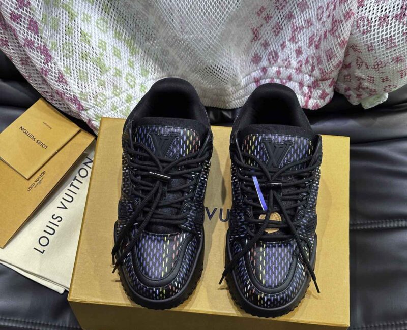 Giày Louis Vuitton LV Trainer Maxi Grained Black Best Quality