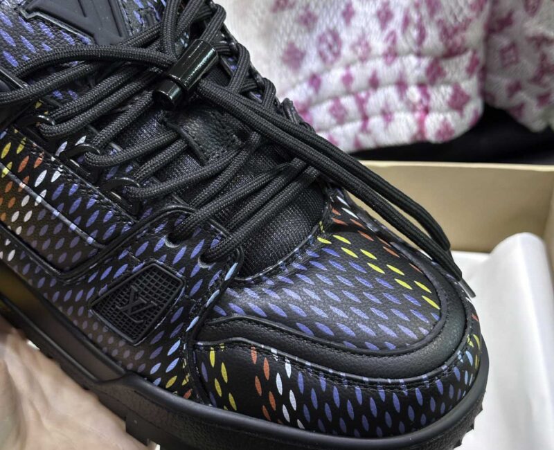 Giày Louis Vuitton LV Trainer Maxi Grained Black Best Quality