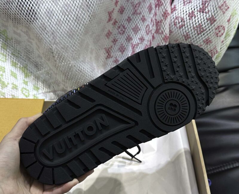 Giày Louis Vuitton LV Trainer Maxi Grained Black Best Quality