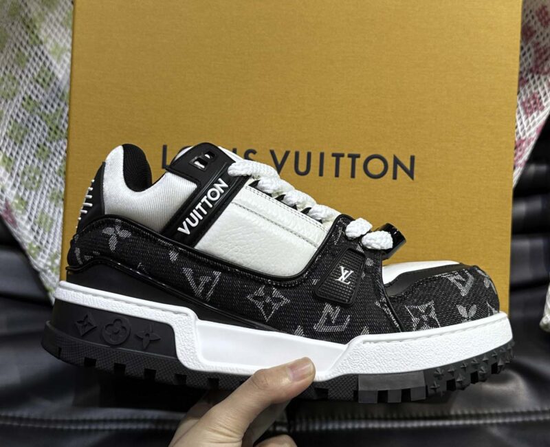 Giày Louis Vuitton LV Trainer Maxi Monogram Denim Black Best Quality