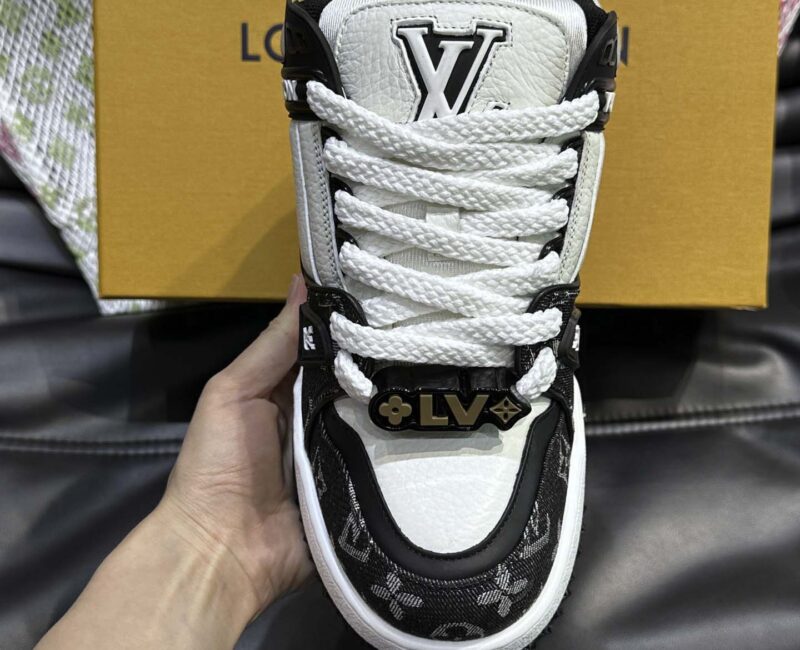 Giày Louis Vuitton LV Trainer Maxi Monogram Denim Black Best Quality