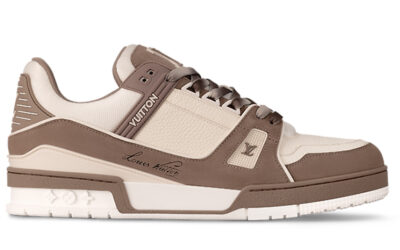 Giày Louis Vuitton LV Trainer Nubuck Calf Leather Taupe Brown Best Quality