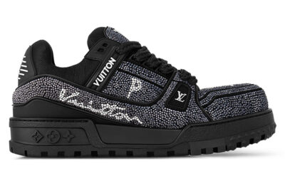 Giày Louis Vuitton LV Trainer Swarovski Crystals Black Best Quality