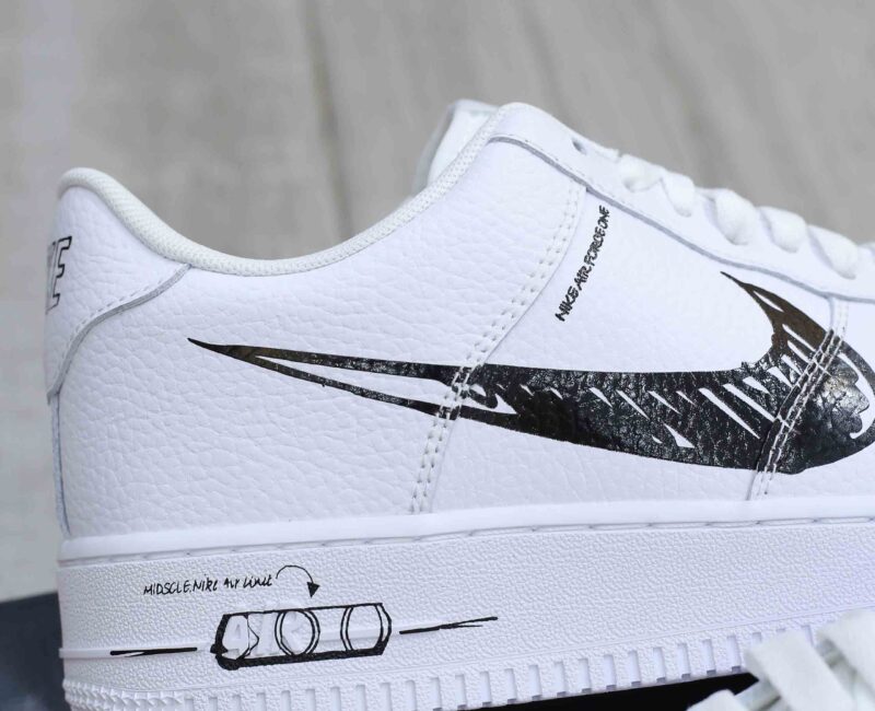 Giày Nike Air Force 1 Low GS 'Doodle Swoosh White Black Best Quality