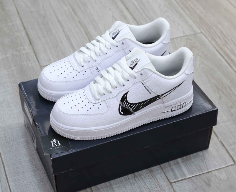 Giày Nike Air Force 1 Low GS 'Doodle Swoosh White Black Best Quality