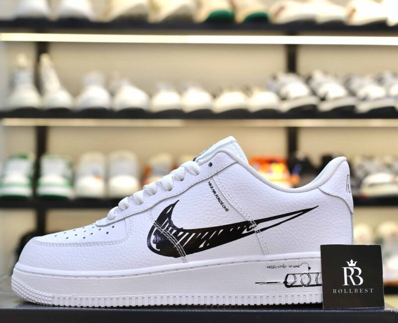 Giày Nike Air Force 1 Low GS 'Doodle Swoosh White Black Best Quality