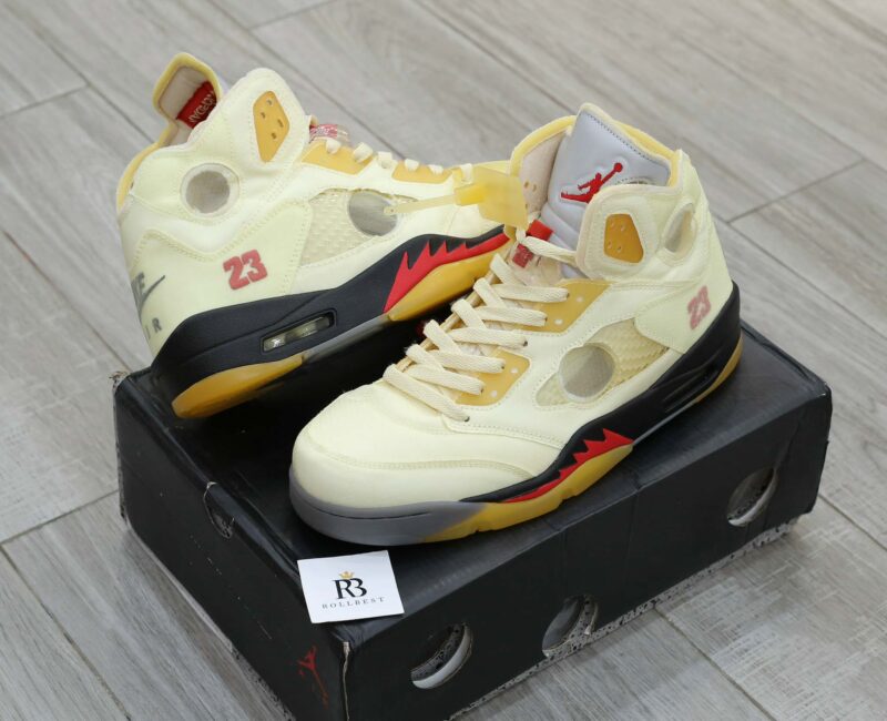 Giày Nike Air Jordan 5 SP x Off-White ‘Sail’ Like Auth