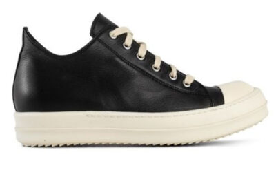 Giày Rick Owens Leather Low Sneaker Black And Milk Like Auth