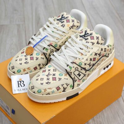 Giày Louis Vuitton Lv Trainer #54 Monogram-printed Grained Calf Leather Beige Best Quality