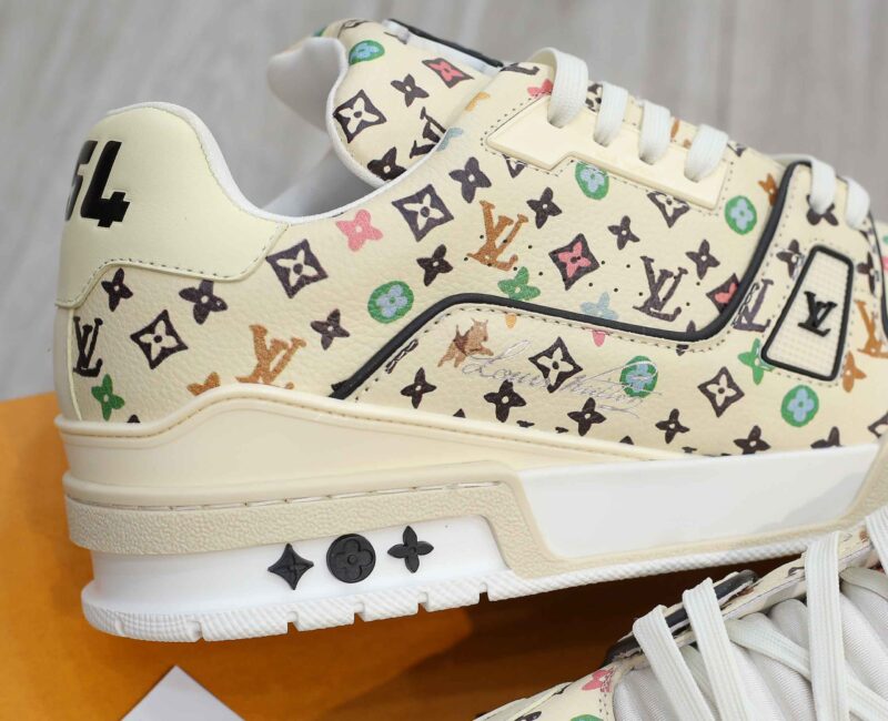 Giày Louis Vuitton Lv Trainer #54 Monogram-printed Grained Calf Leather Beige Best Quality