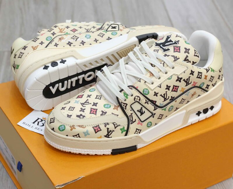 Giày Louis Vuitton Lv Trainer #54 Monogram-printed Grained Calf Leather Beige Best Quality