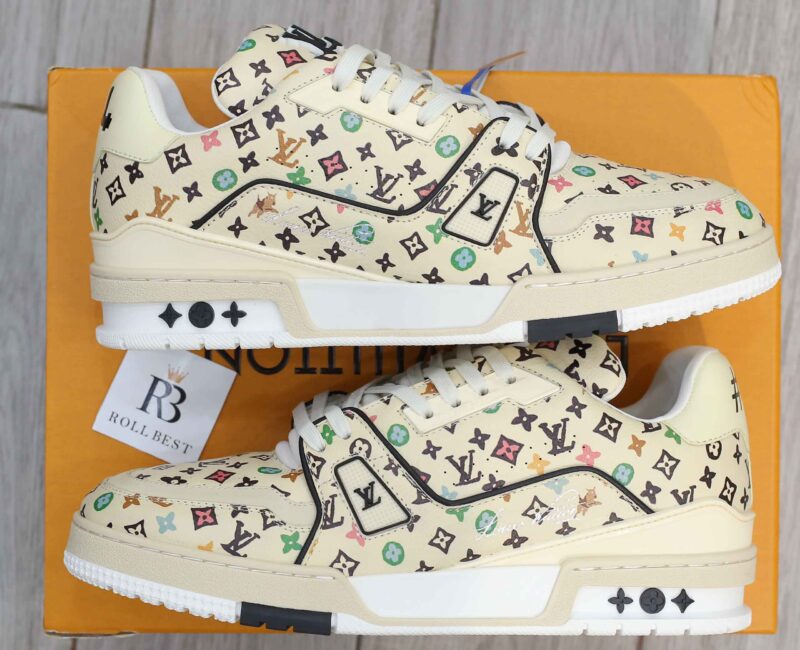 Giày Louis Vuitton Lv Trainer #54 Monogram-printed Grained Calf Leather Beige Best Quality