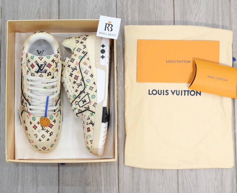 Giày Louis Vuitton Lv Trainer #54 Monogram-printed Grained Calf Leather Beige Best Quality