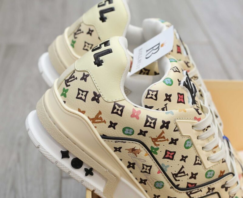 Giày Louis Vuitton Lv Trainer #54 Monogram-printed Grained Calf Leather Beige Best Quality