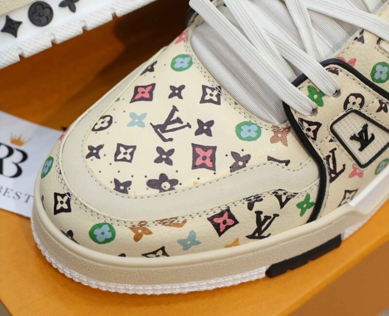 Giày Louis Vuitton Lv Trainer #54 Monogram-printed Grained Calf Leather Beige Best Quality