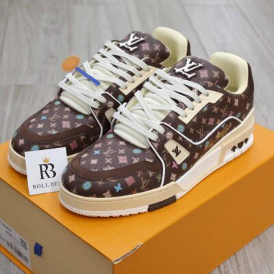 Giày Louis Vuitton Lv Trainer #54 Monogram-printed Grained Calf Leather Moka Best Quality
