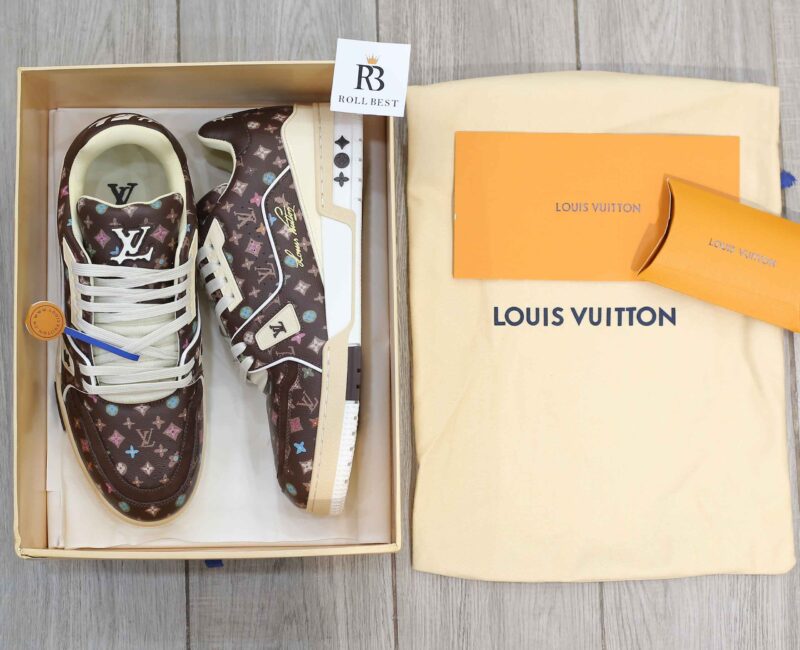 Giày Louis Vuitton Lv Trainer #54 Monogram-printed Grained Calf Leather Moka Best Quality