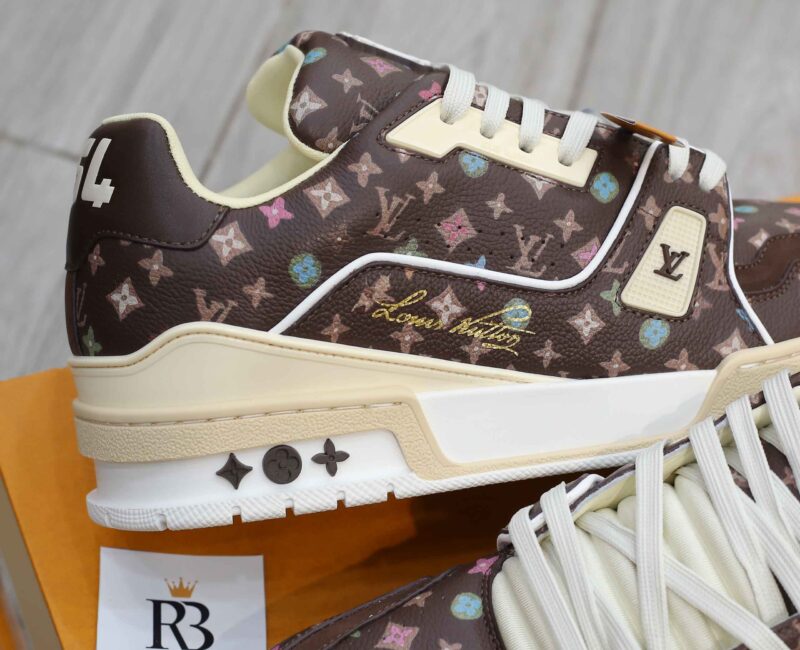 Giày Louis Vuitton Lv Trainer #54 Monogram-printed Grained Calf Leather Moka Best Quality