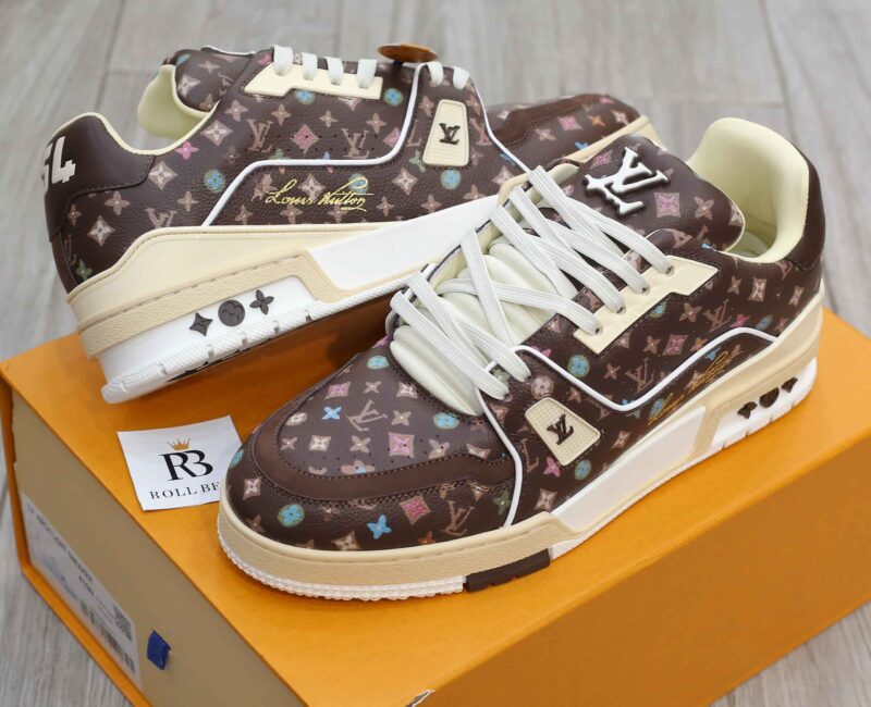 Giày Louis Vuitton Lv Trainer #54 Monogram-printed Grained Calf Leather Moka Best Quality