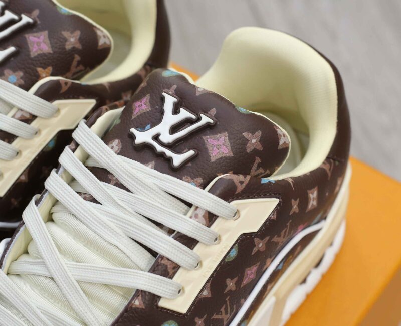 Giày Louis Vuitton Lv Trainer #54 Monogram-printed Grained Calf Leather Moka Best Quality