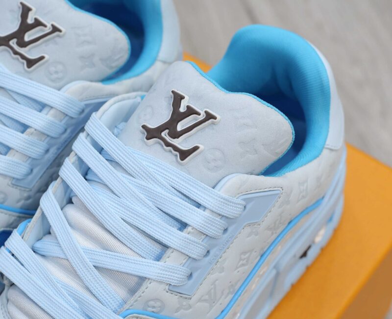 Giày Louis Vuitton LV Trainer #54 Nubuck Calf Leather Monogram Blue Best Quality