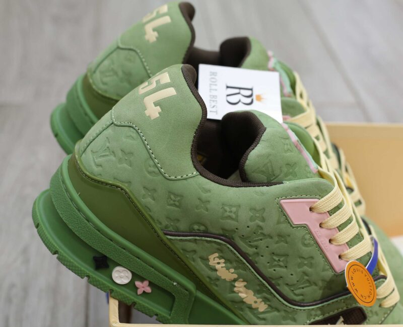 Giày Louis Vuitton LV Trainer #54 Nubuck Calf Leather Monogram Green Best Quality