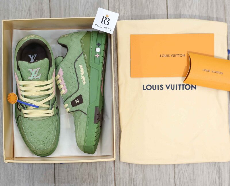 Giày Louis Vuitton LV Trainer #54 Nubuck Calf Leather Monogram Green Best Quality